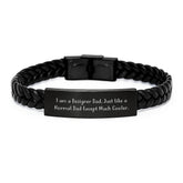 Designer Gifts from Dad - Engraved Interlaced Leather Bracelet for Men, Funny Quote, Graduation Unique Gifts for Him - Image 1